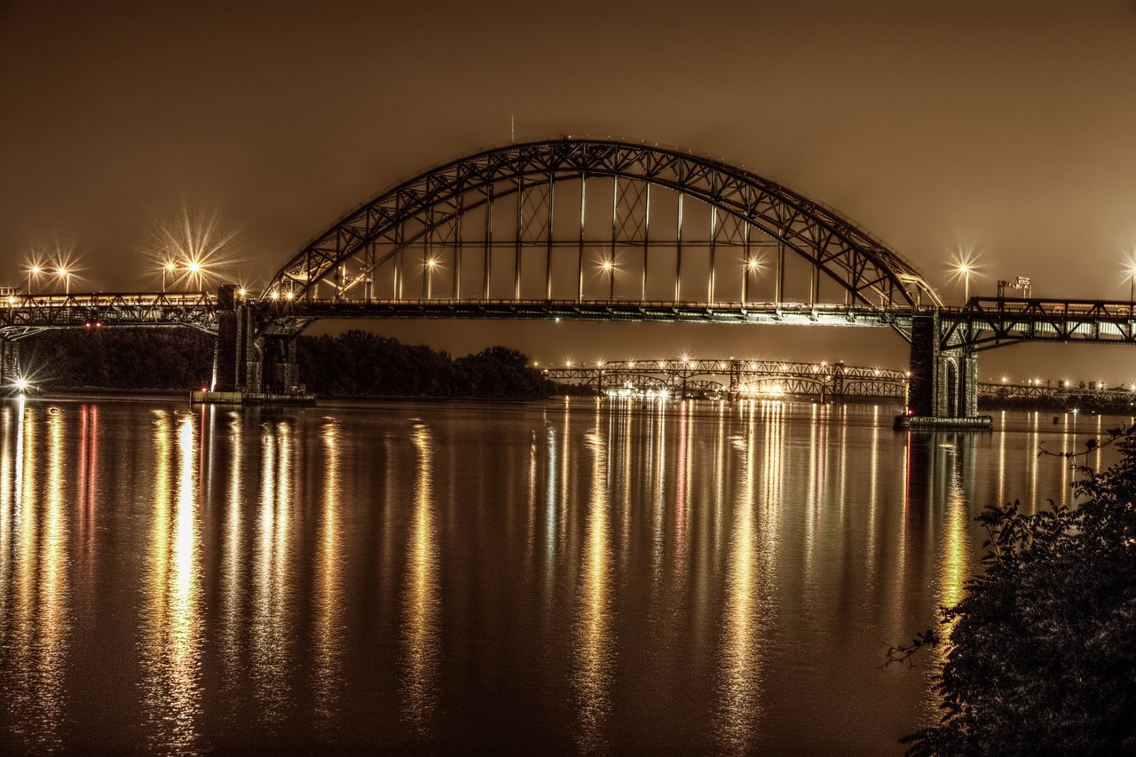 Delaware River bridge at night (stand-in)
